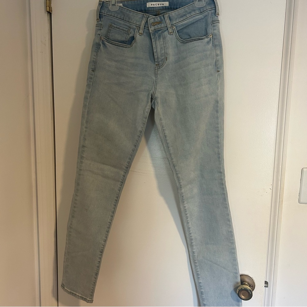 Pacsun Mens Stacked and Skinny Light Wash Jeans